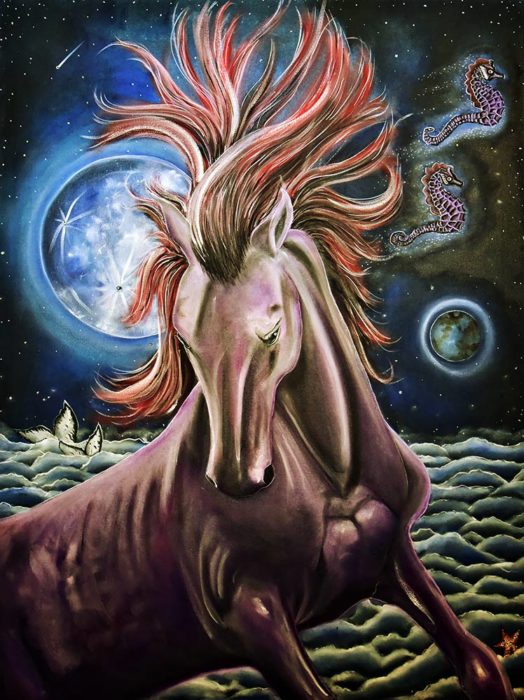 "Sky Stallion' - Oil and acrylic on canvas - 36" x 48"